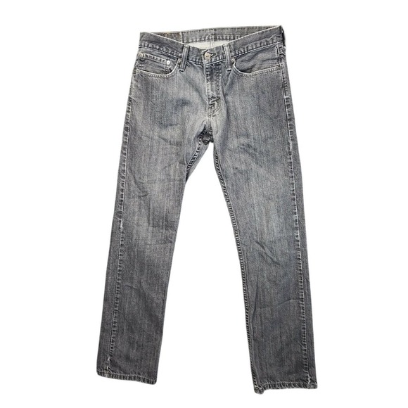 Levis 514 Straight Fit Mens Grey/Black Denim Jeans 32x34 Faded Wash - Picture 2 of 6